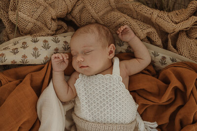 Photos by Jordi - Baby in bassinet, in home newborn session, Gold Coast.